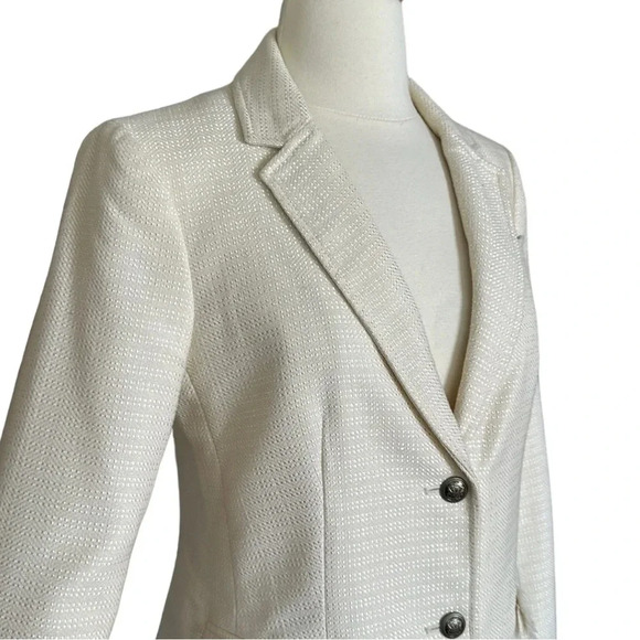 BANANA REPUBLIC Wool Blend Blazer Jacket Two Button Ivory Career Professional, 6 - Picture 4 of 16